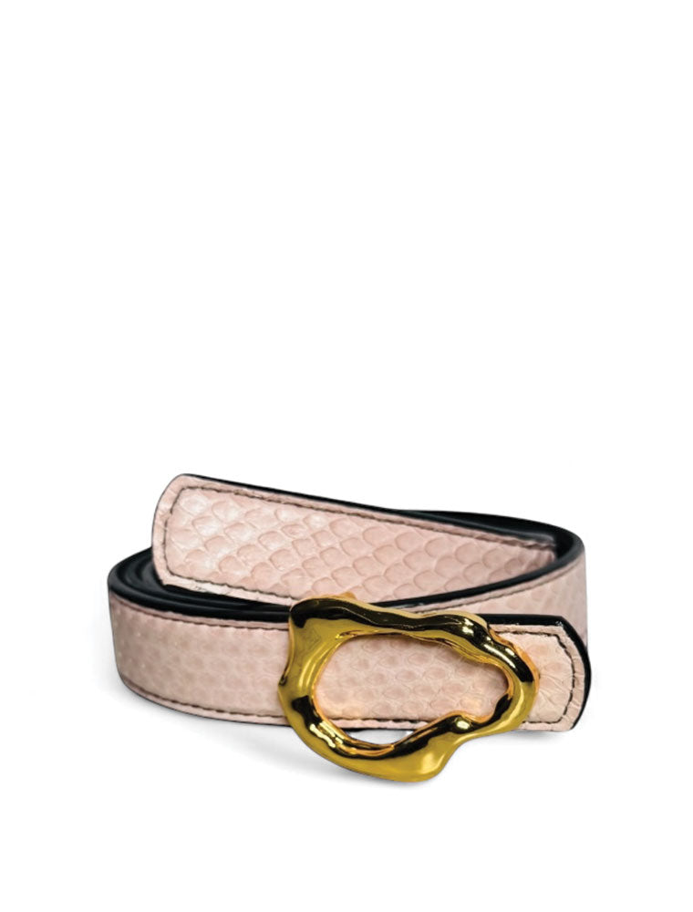 PEcado "Abstract" Belt, Water Snake Skin, Soft Pink