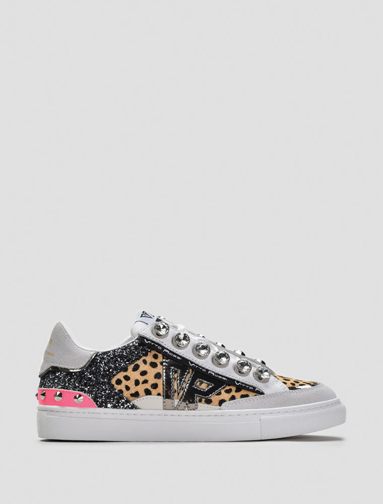 Abstract Cheetah Sneakers with VR logo, Multicolor
