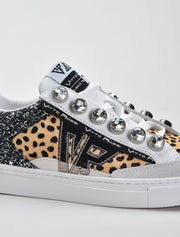 Abstract Cheetah Sneakers with VR logo, Multicolor