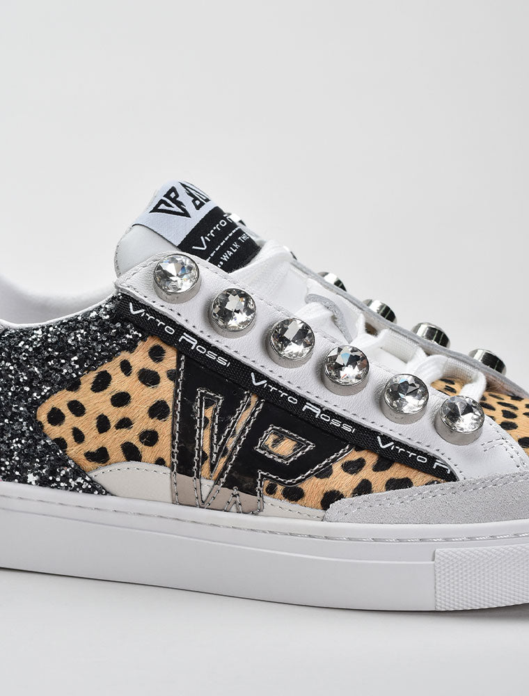 Abstract Cheetah Sneakers with VR logo, Multicolor