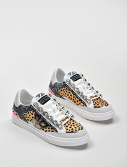 Abstract Cheetah Sneakers with VR logo, Multicolor