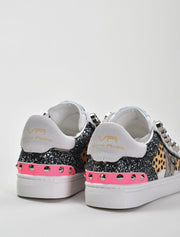 Abstract Cheetah Sneakers with VR logo, Multicolor