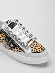 Abstract Cheetah Sneakers with VR logo, Multicolor
