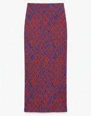 Abstract Jersey Maxi Skirt, Blue / Red