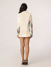Abstract Pastel Rebekkah Blazer, Cream