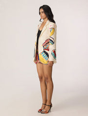 Abstract Pastel Rebekkah Blazer, Cream