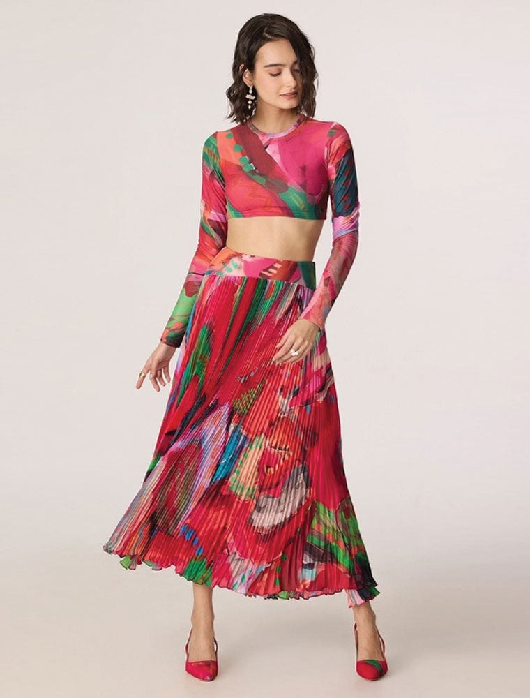 Pink Tropical Rebekkah Maxi Skirt, Hot Pink