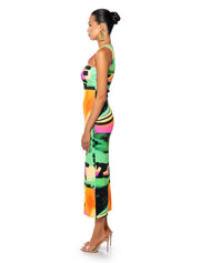 Abstract Print Maxi Dress, Multicolored