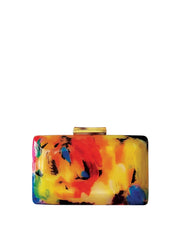Abstract Print Acrylic Clutch, Multicolor