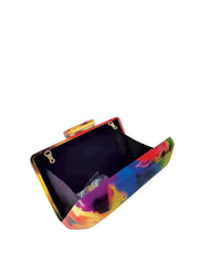 Abstract Print Acrylic Clutch, Multicolor