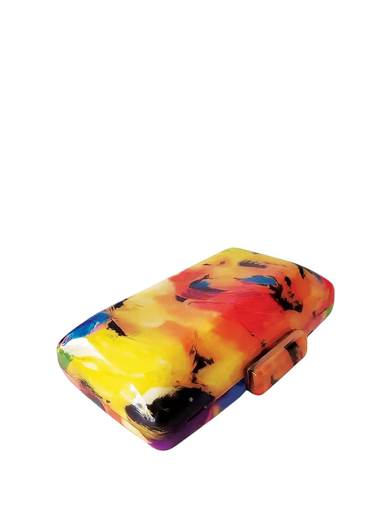 Abstract Print Acrylic Clutch, Multicolor
