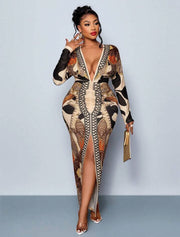 Alona's Spring Midi Dress, Multicolor Nude