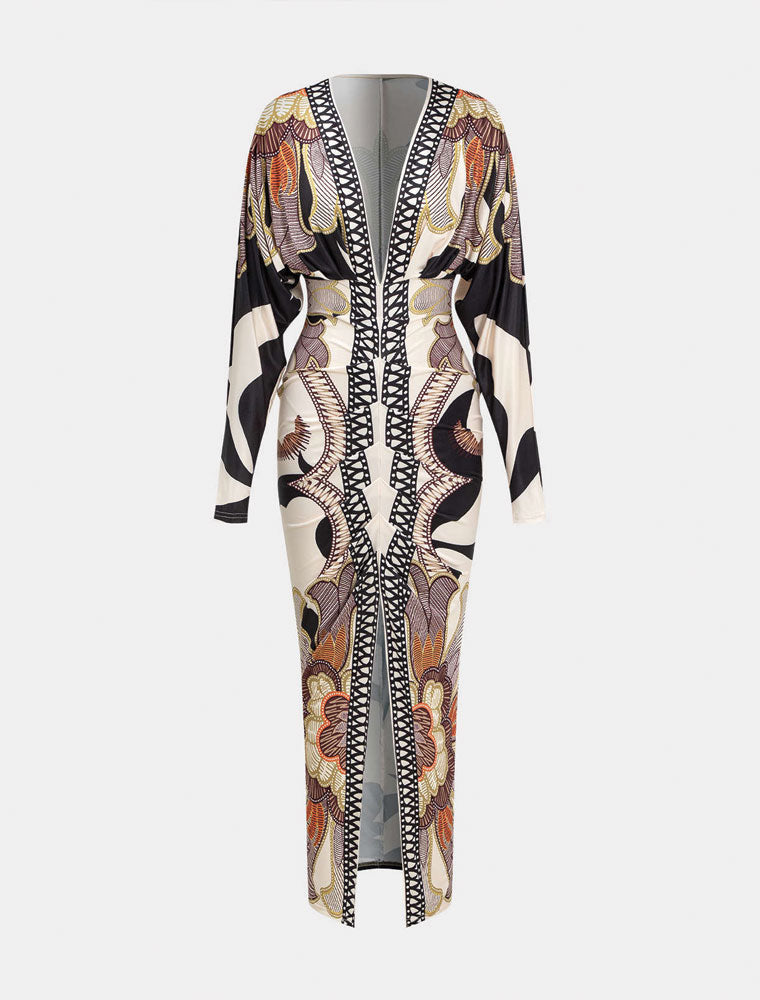 Alona's Spring Midi Dress, Multicolor Nude