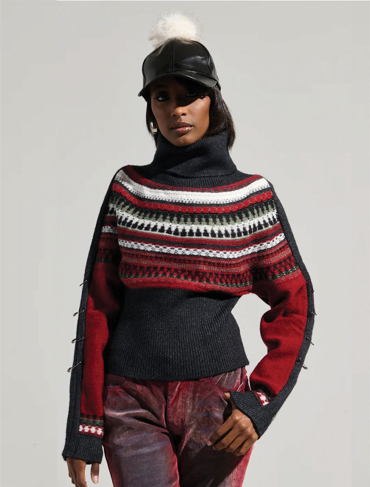 Après Color Block Printed Sweater, Multicolor