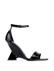 Architectural Wedge Sandals, Black