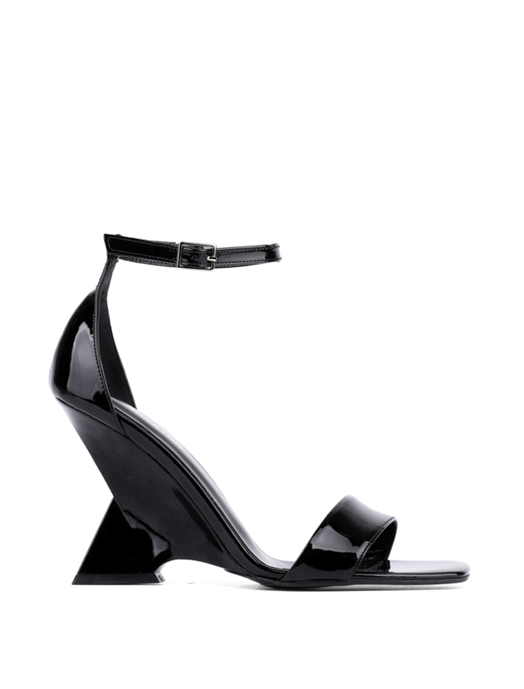 Architectural Wedge Sandals, Black