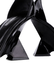 Architectural Wedge Sandals, Black