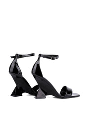 Architectural Wedge Sandals, Black