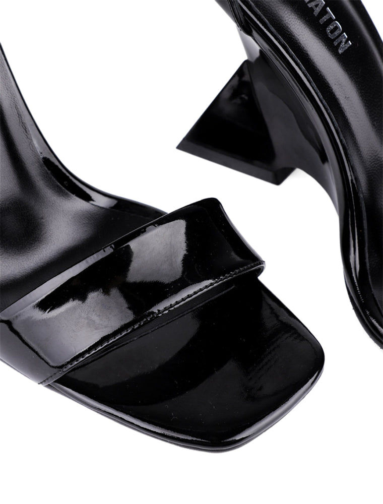 Architectural Wedge Sandals, Black