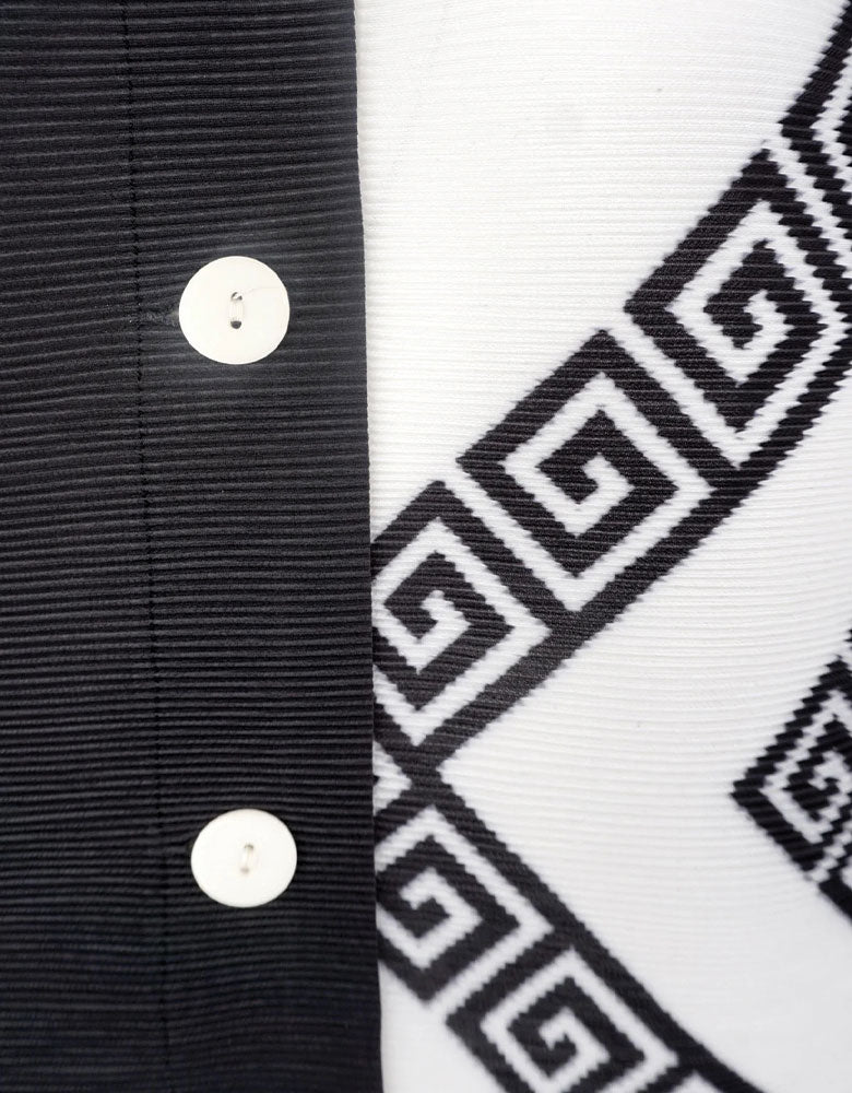 Asymmetrical Graphic Print Shirt, Black