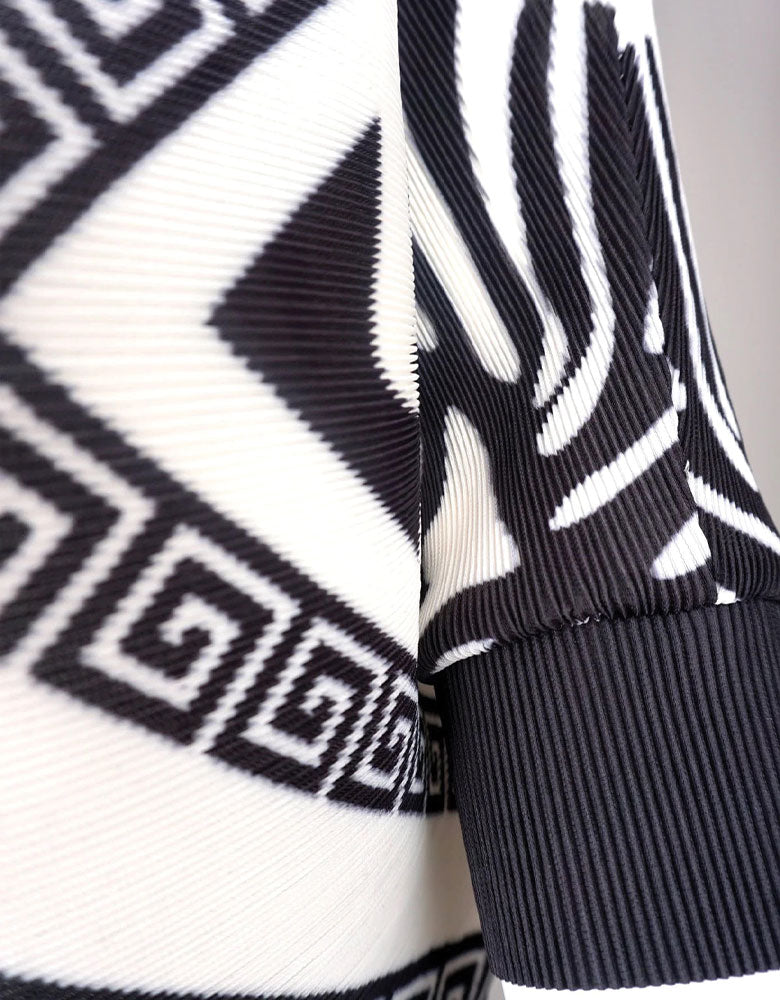 Asymmetrical Graphic Print Shirt, Black