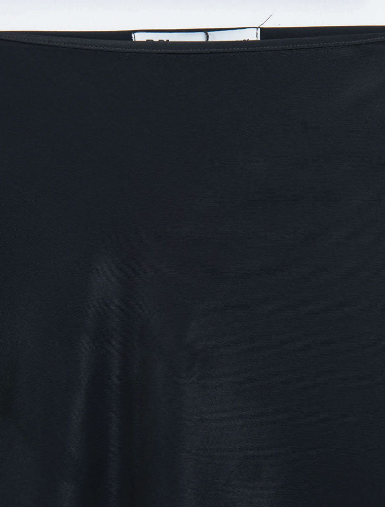 Asymmetrical Lace Satin Skirt, Black
