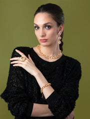 Monica Bracelet, Multi Shapes of Clear Quartz, Rhodium Plated