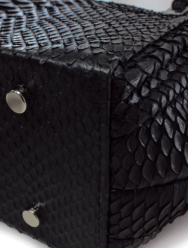 Python Baguette Shopper Tote, Black