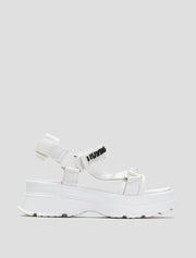 Beaded Top Straps Casual Platform Sandals, White