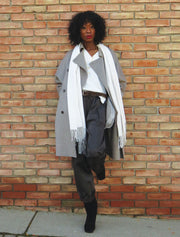 Belted Elastic Waist Paperbag Pant with Pocket Detail, Espresso Grey