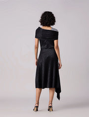Tabita Asymmetrical Textured Dress, Black / Metallic