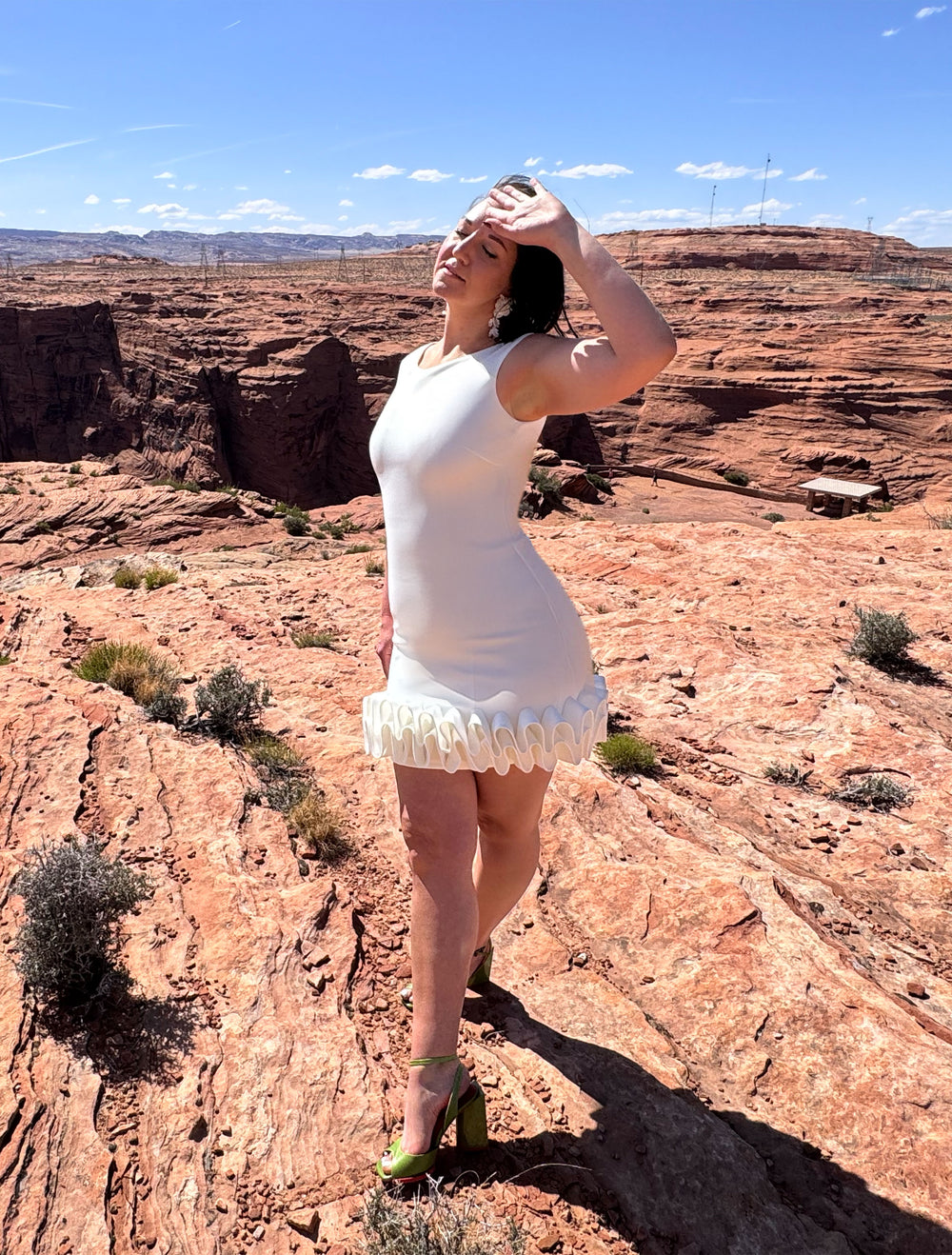 Bottom Ruffle Cocktail Dress, White