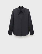 Button Down 100% Silk Shirt, Black