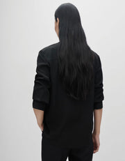 Button Down 100% Silk Shirt, Black