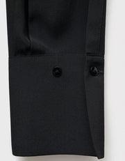 Button Down 100% Silk Shirt, Black