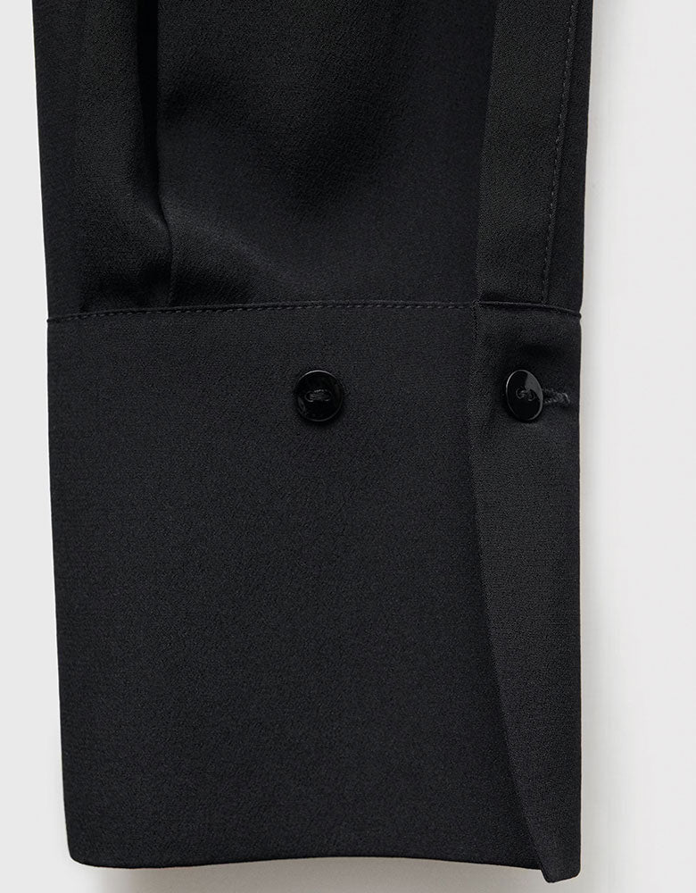 Button Down 100% Silk Shirt, Black