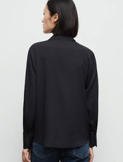 Button Down Satin Shirt, Black