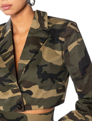 Cropped Camo Print Jacket, Green