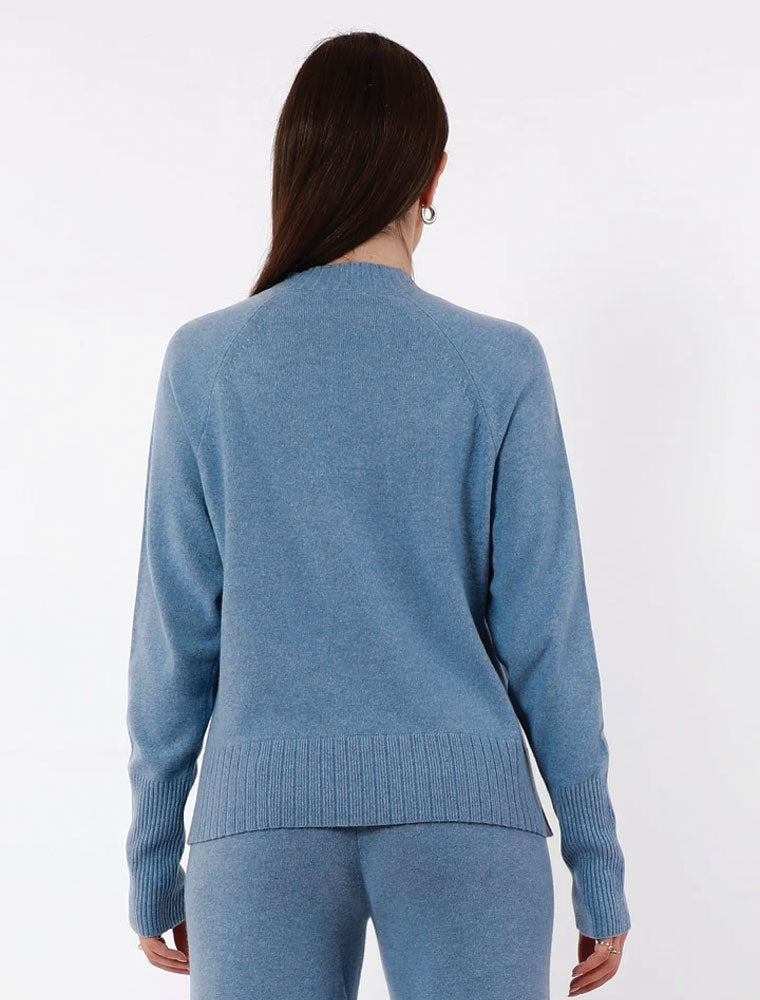 Cashmere Fringed V Neck Sweater, Blue