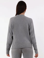 Cashmere Fringed V Neck Sweater, Grey
