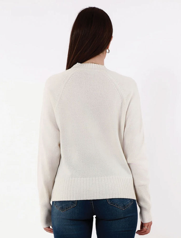 Cashmere Fringed V Neck Sweater, Ivory