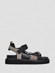 Casual Strappy Sandal with Jewels, Black