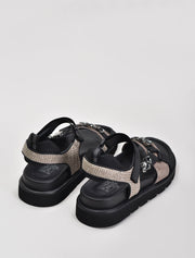 Casual Strappy Sandal with Jewels, Black