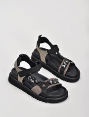 Casual Strappy Sandal with Jewels, Black