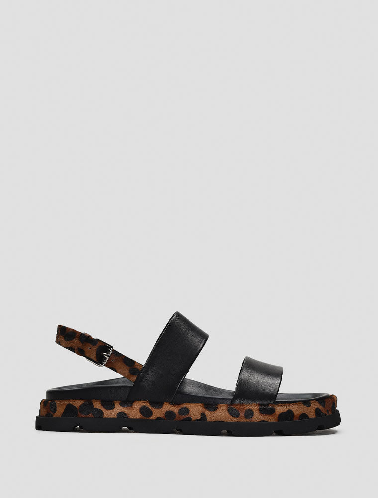 Cheetah Casual Sandal, Black