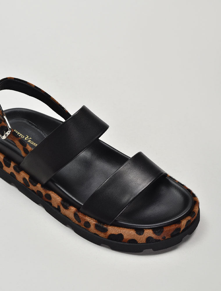 Cheetah Casual Sandal, Black