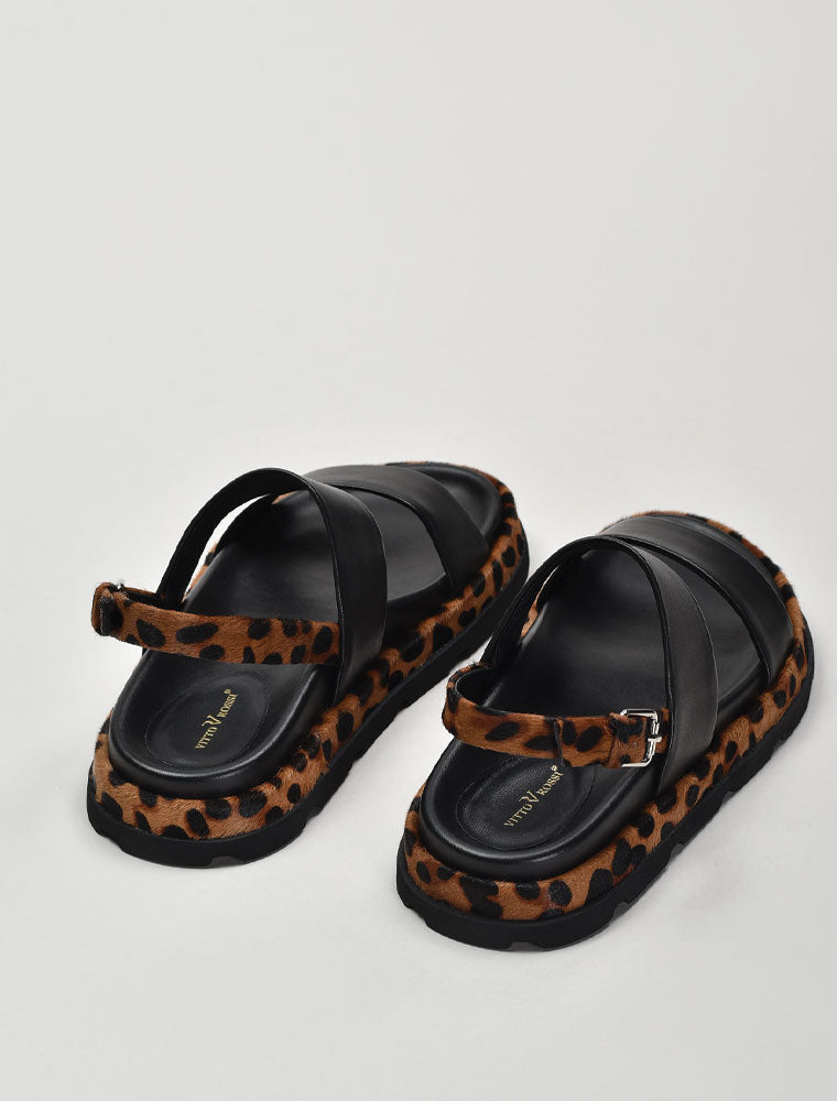 Cheetah Casual Sandal, Black