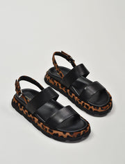 Cheetah Casual Sandal, Black