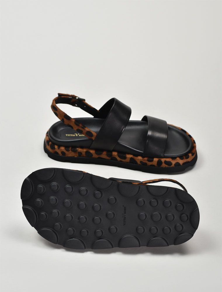 Cheetah Casual Sandal, Black