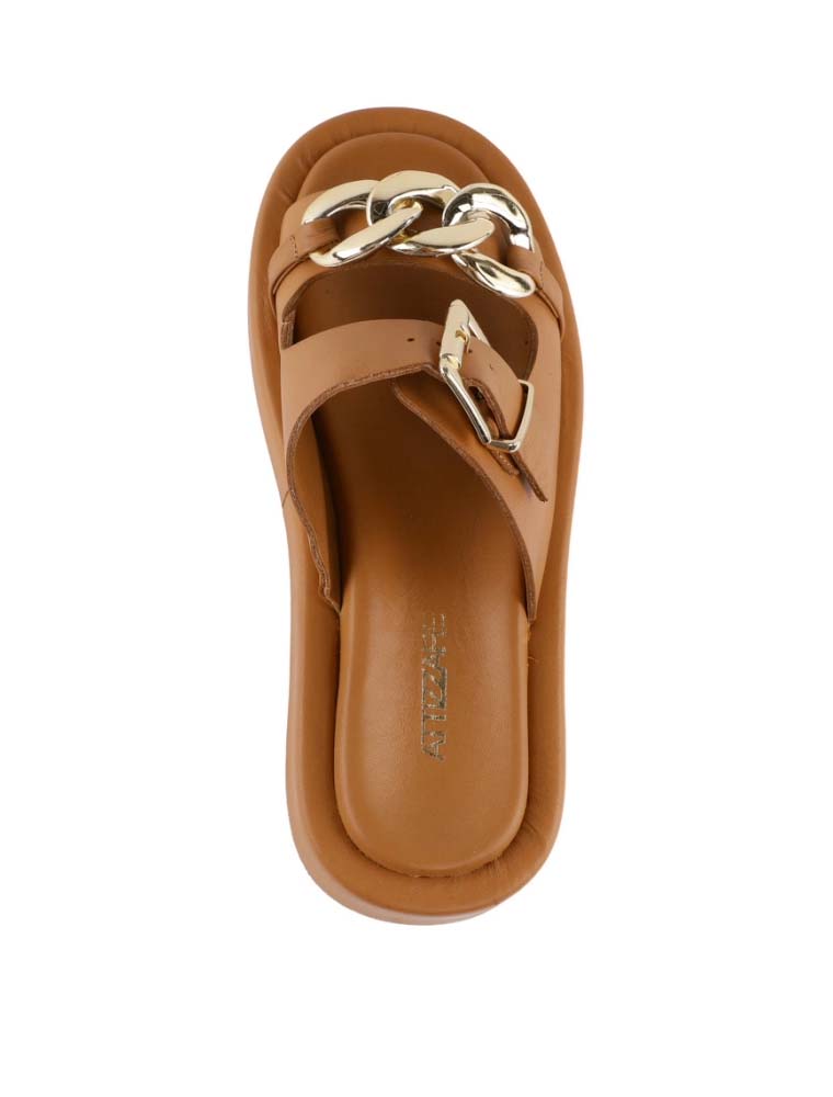 Chunky Chain Front Detail Sandals, Beige